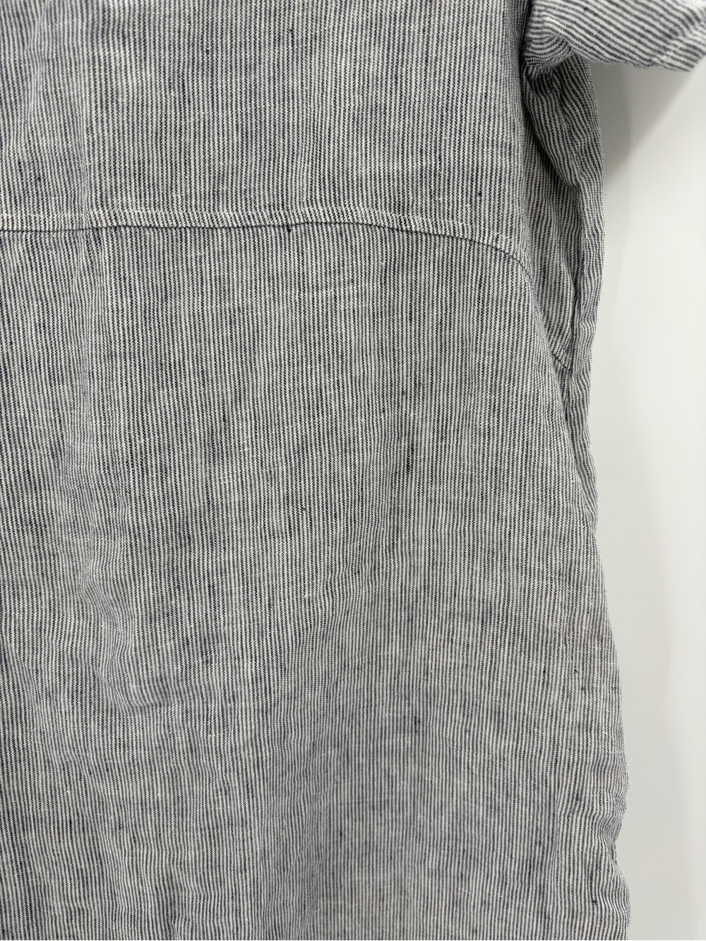 Flax linen Laganlook bohemian stripe grey shift v-neck pockets midi dress small - Picture 6 of 14